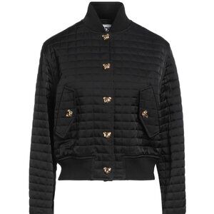 Moschino Black Quilted Bomber Jacket Size 6 NWT